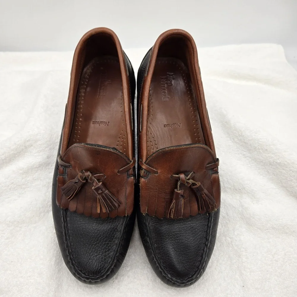 Allen Edmonds Nashua Mens Size 10 D Black/Brown Leather Kiltie Tassel Loafers